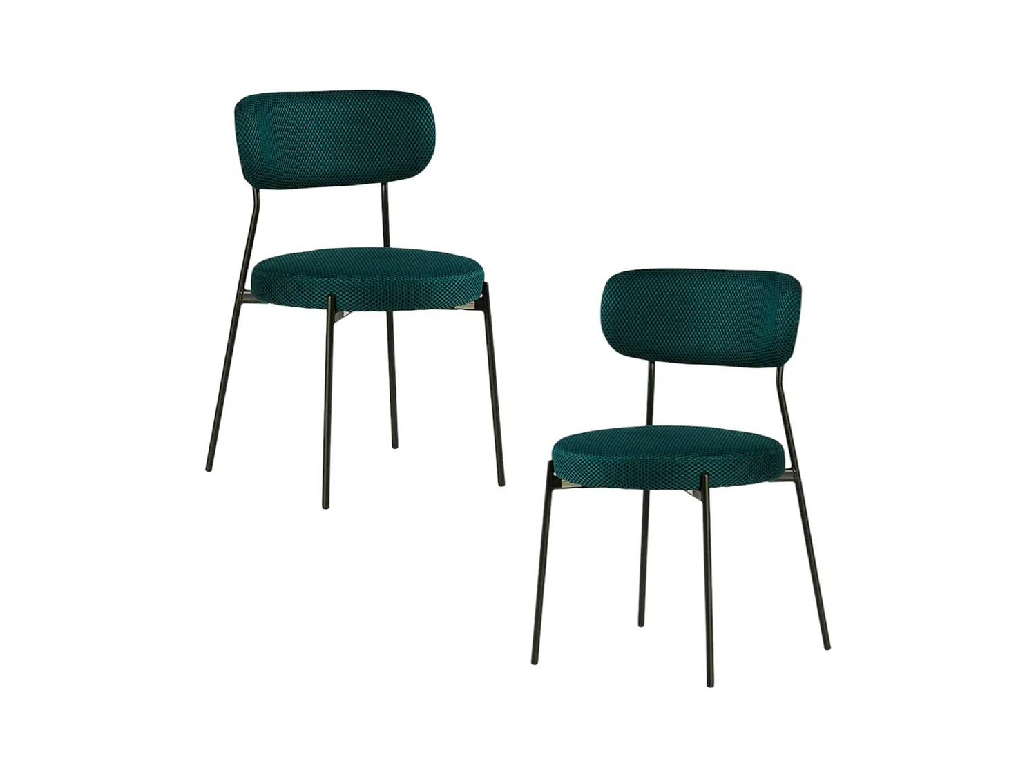 Chaise en tissu résille matelassée bleu (lot de 2) IENA