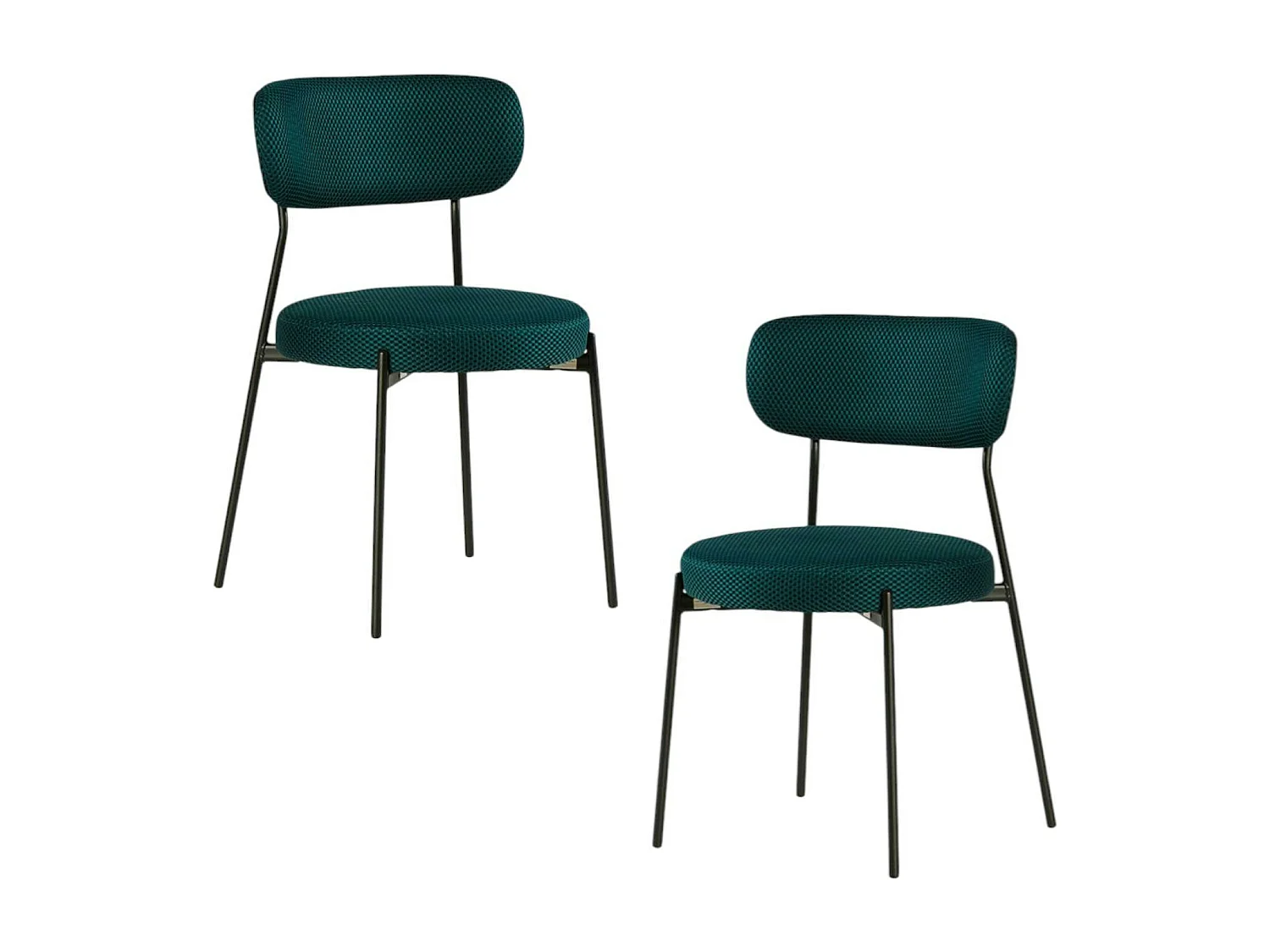 Chaise en tissu résille matelassée bleu (lot de 2) IENA