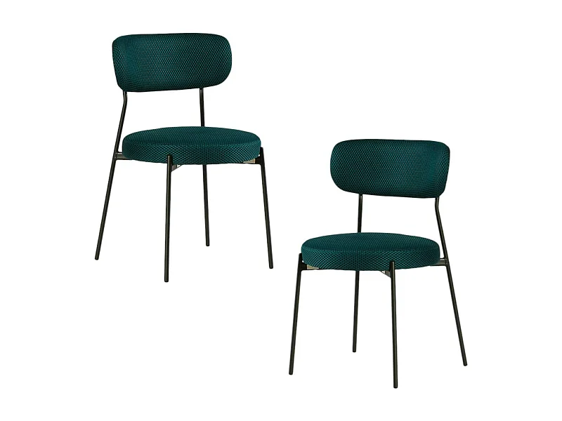 Chaise en tissu résille matelassée bleu (lot de 2) IENA