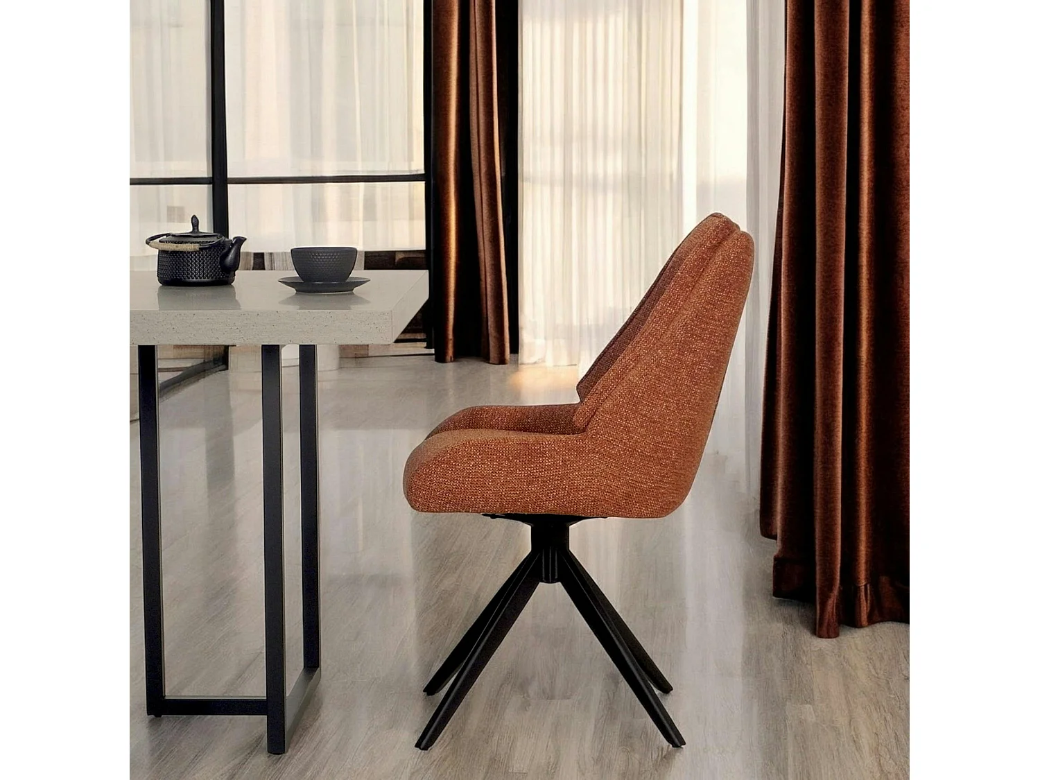 Chaise terracotta pivotante en velours texturé (lot de 2) IENA