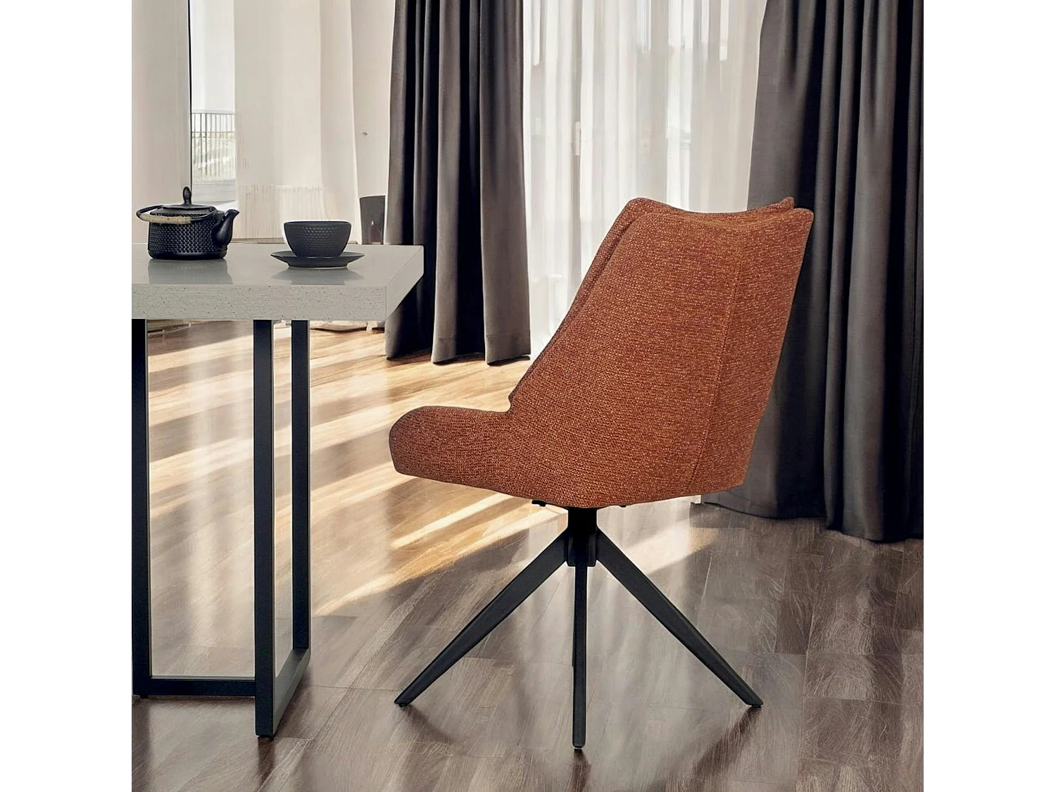 Chaise terracotta pivotante en velours texturé (lot de 2) IENA