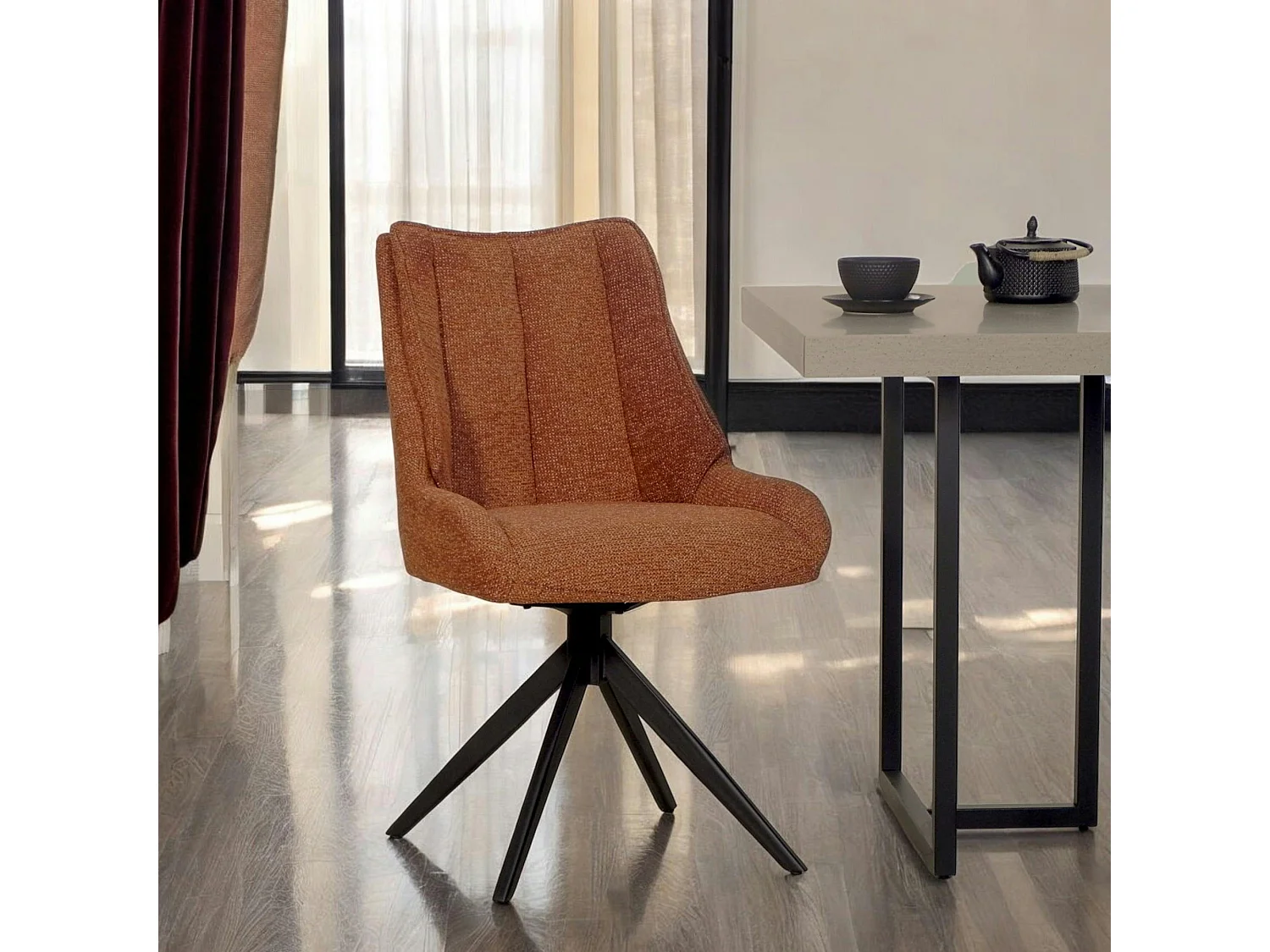 Chaise terracotta pivotante en velours texturé (lot de 2) IENA