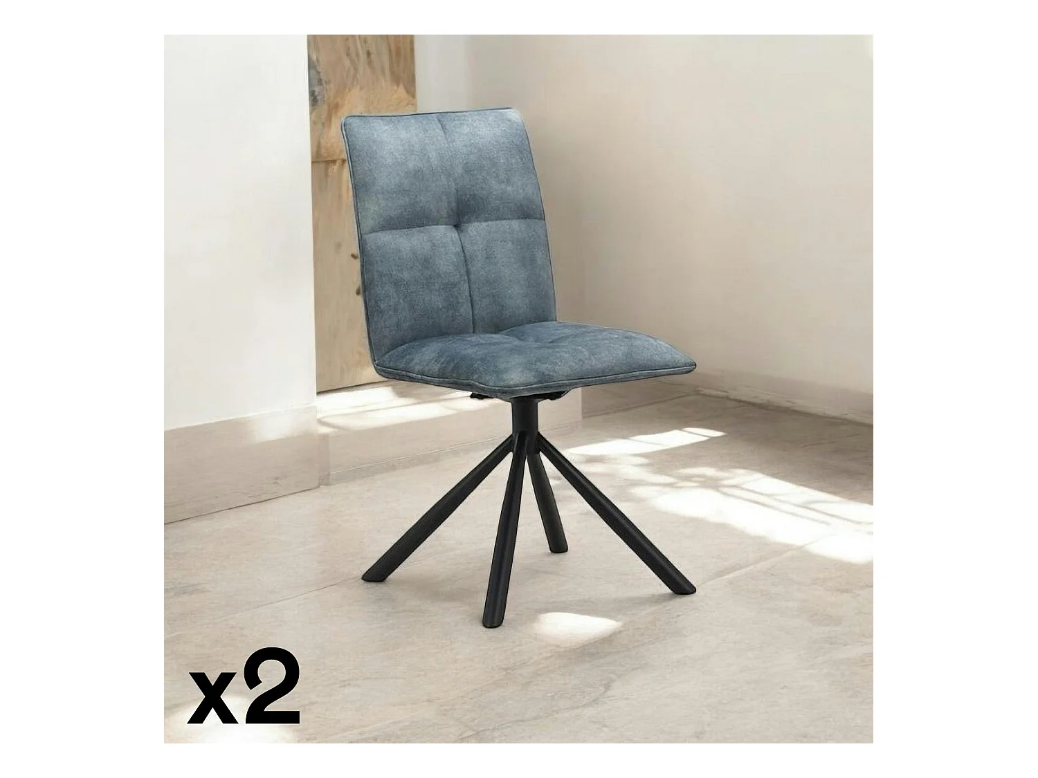 Chaise rotative tissu bleu pétrole (lot de 2) IENA