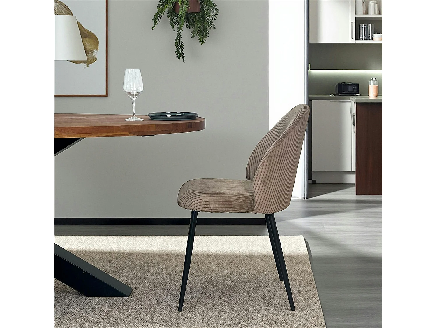 Chaise en tissu côtelé taupe (lot de 2) IENA