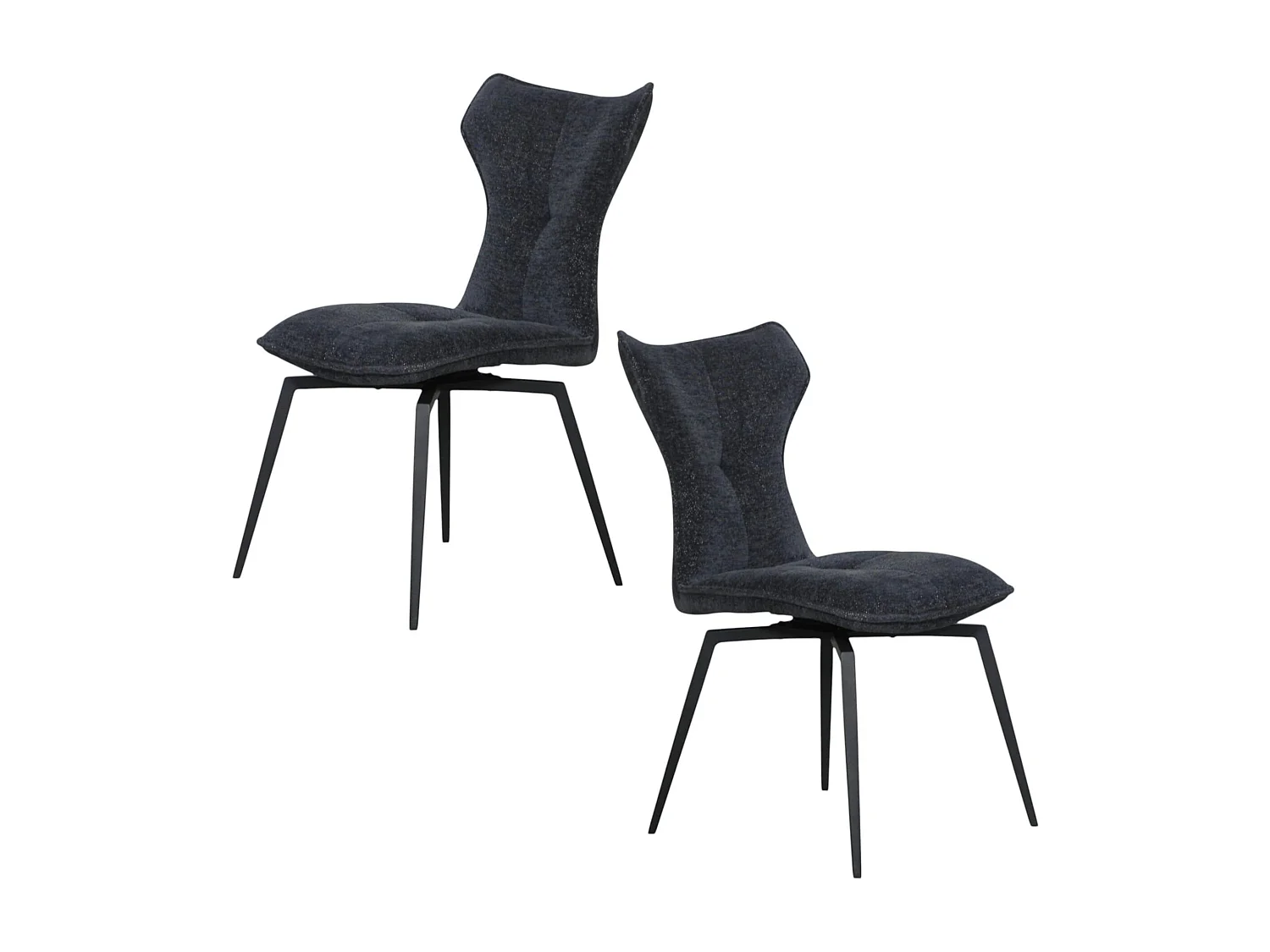 Chaise anthracite pivotante en velours avec passepoil (lot de 2) LOMBARDIE