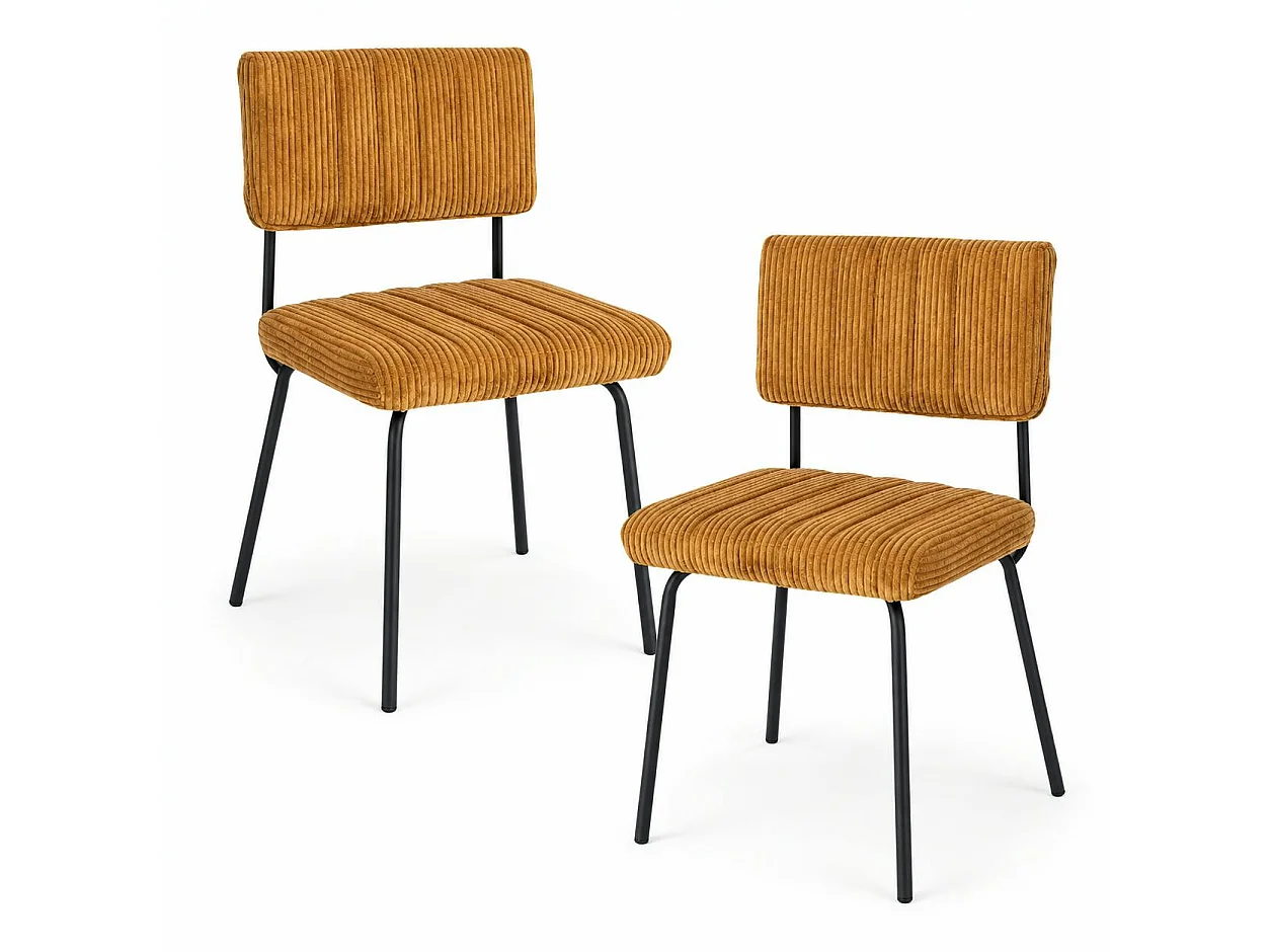 Chaise velours grosses côtes moutarde (lot de 2) IENA