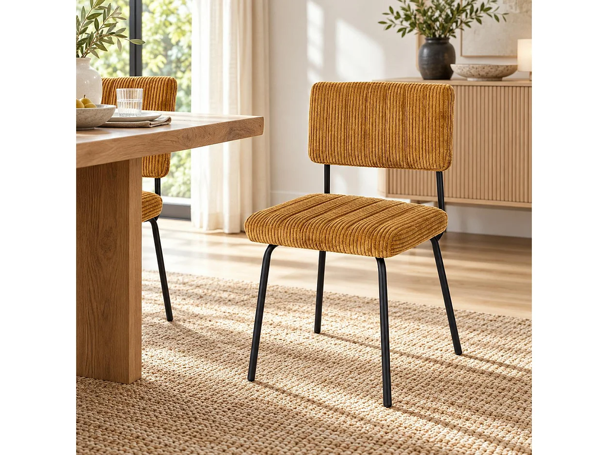 Chaise velours grosses côtes moutarde (lot de 2) IENA