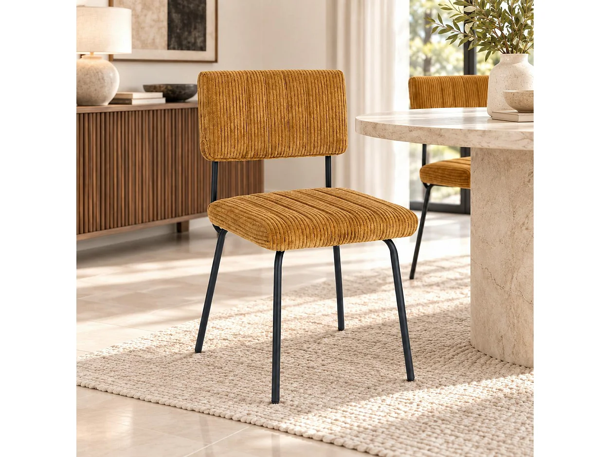 Chaise velours grosses côtes moutarde (lot de 2) IENA