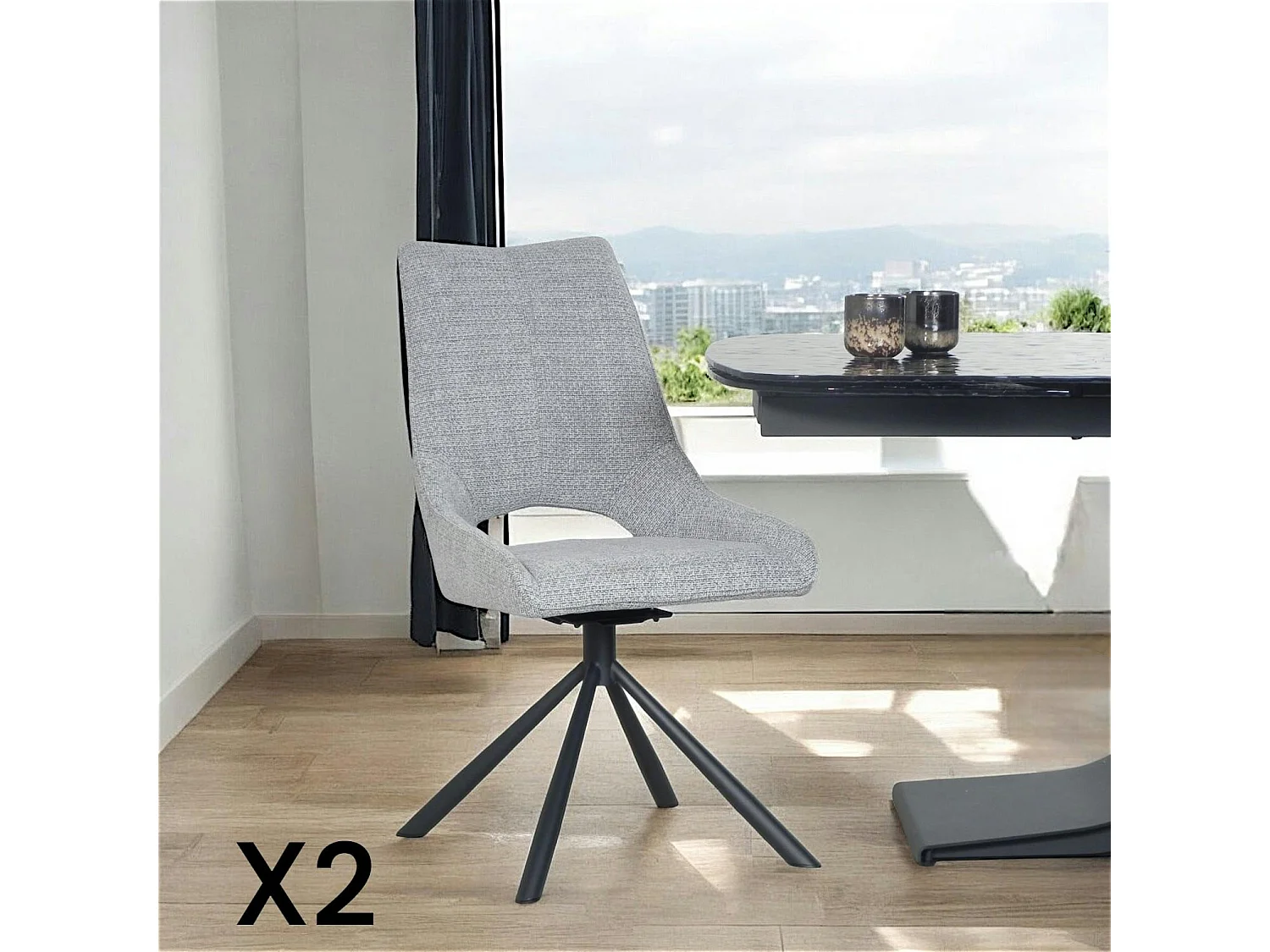 Chaise contemporaine pivotante grise (lot de 2) LIGURIE