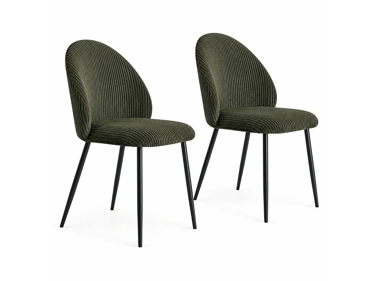 Chaise en tissu côtelé vert (lot de 2) IENA