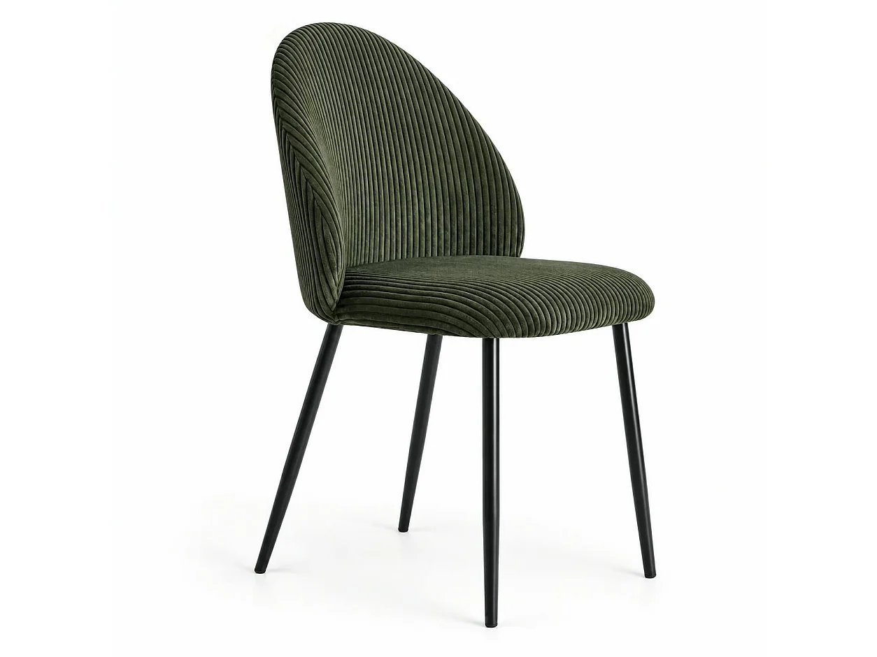 Chaise en tissu côtelé vert (lot de 2) IENA