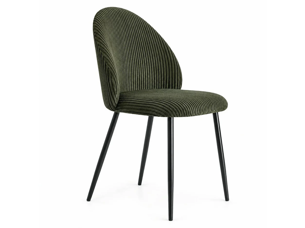 Chaise en tissu côtelé vert (lot de 2) IENA