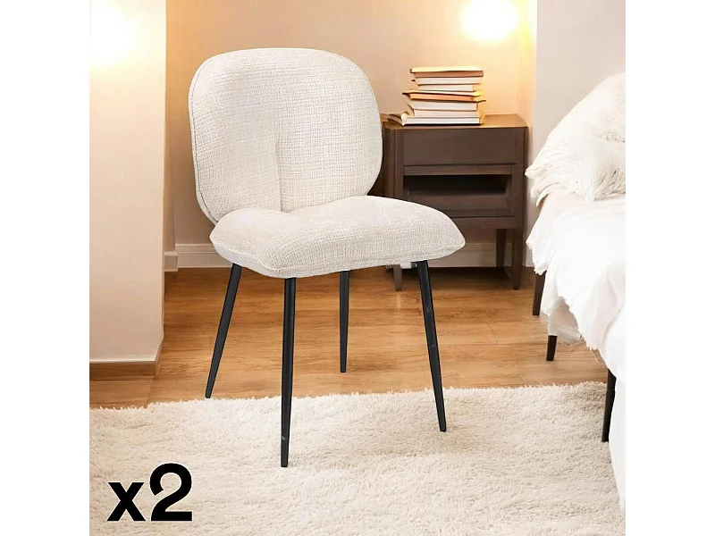 Chaise cosy en tissu blanc (lot de 2) IENA