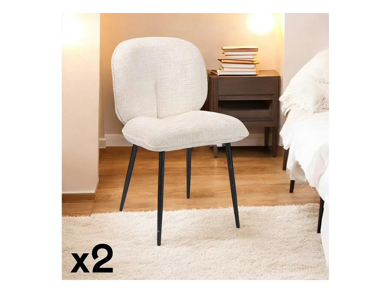 Chaise cosy en tissu blanc (lot de 2) IENA