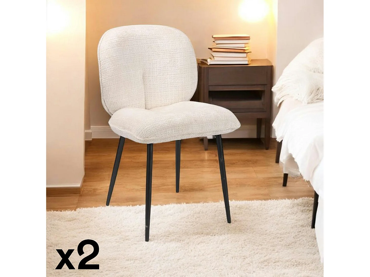 Chaise cosy en tissu blanc (lot de 2) IENA