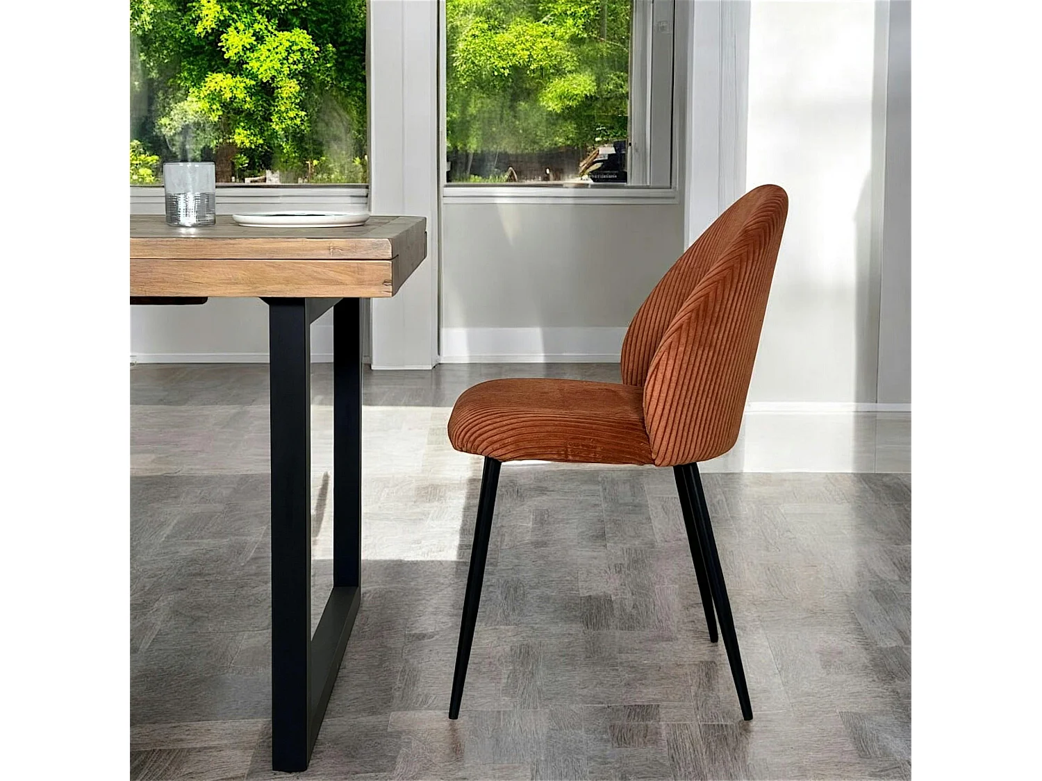 Chaise en tissu côtelé rouille (lot de 2) IENA