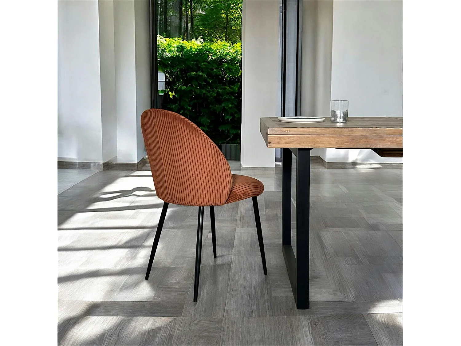 Chaise en tissu côtelé rouille (lot de 2) IENA