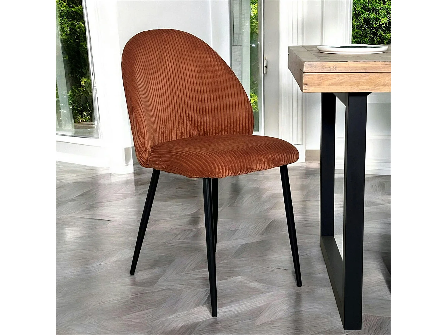 Chaise en tissu côtelé rouille (lot de 2) IENA