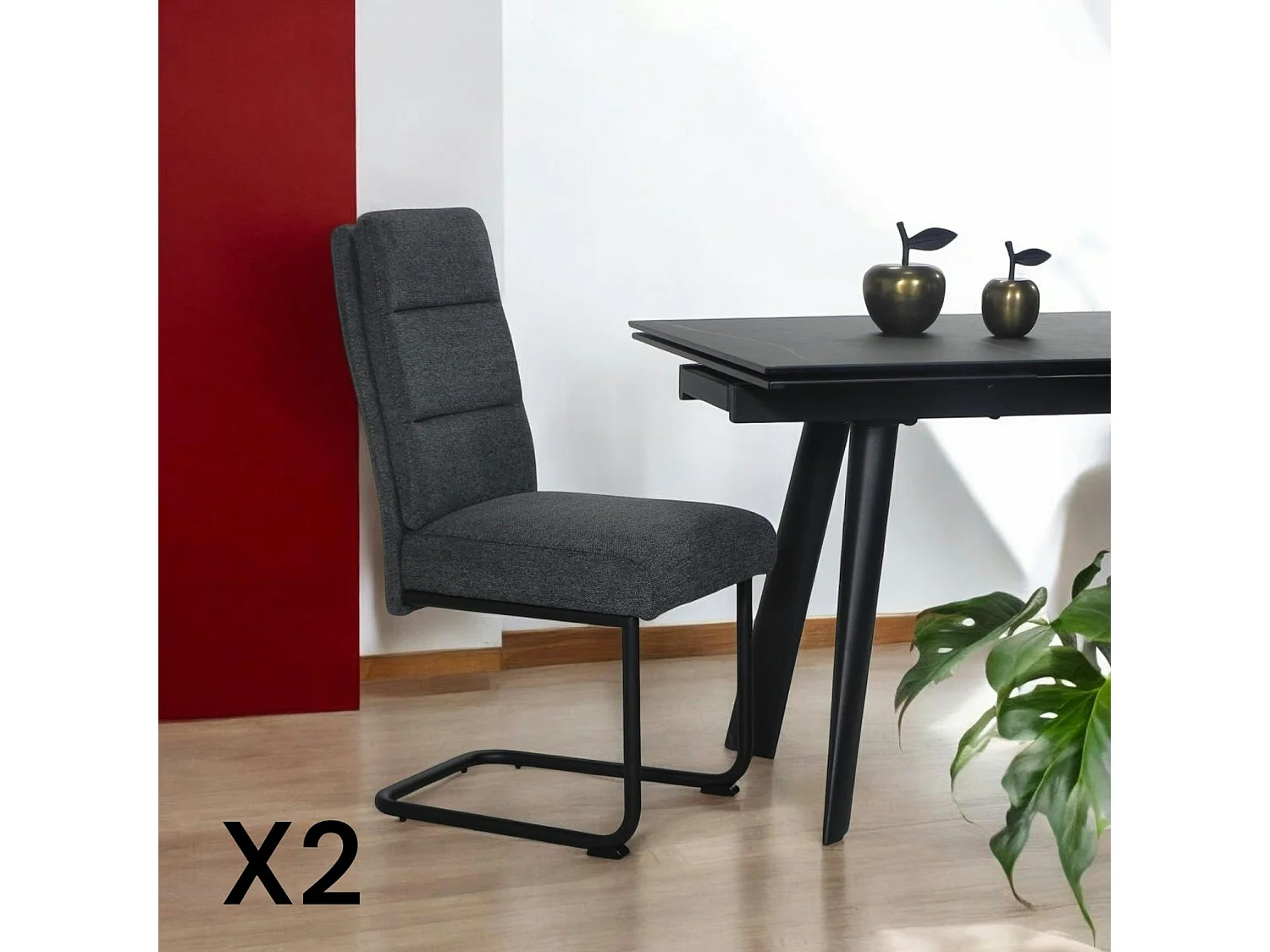 Chaise à dossier haut en tissu anthracite (lot de 2) LOMBARDIE