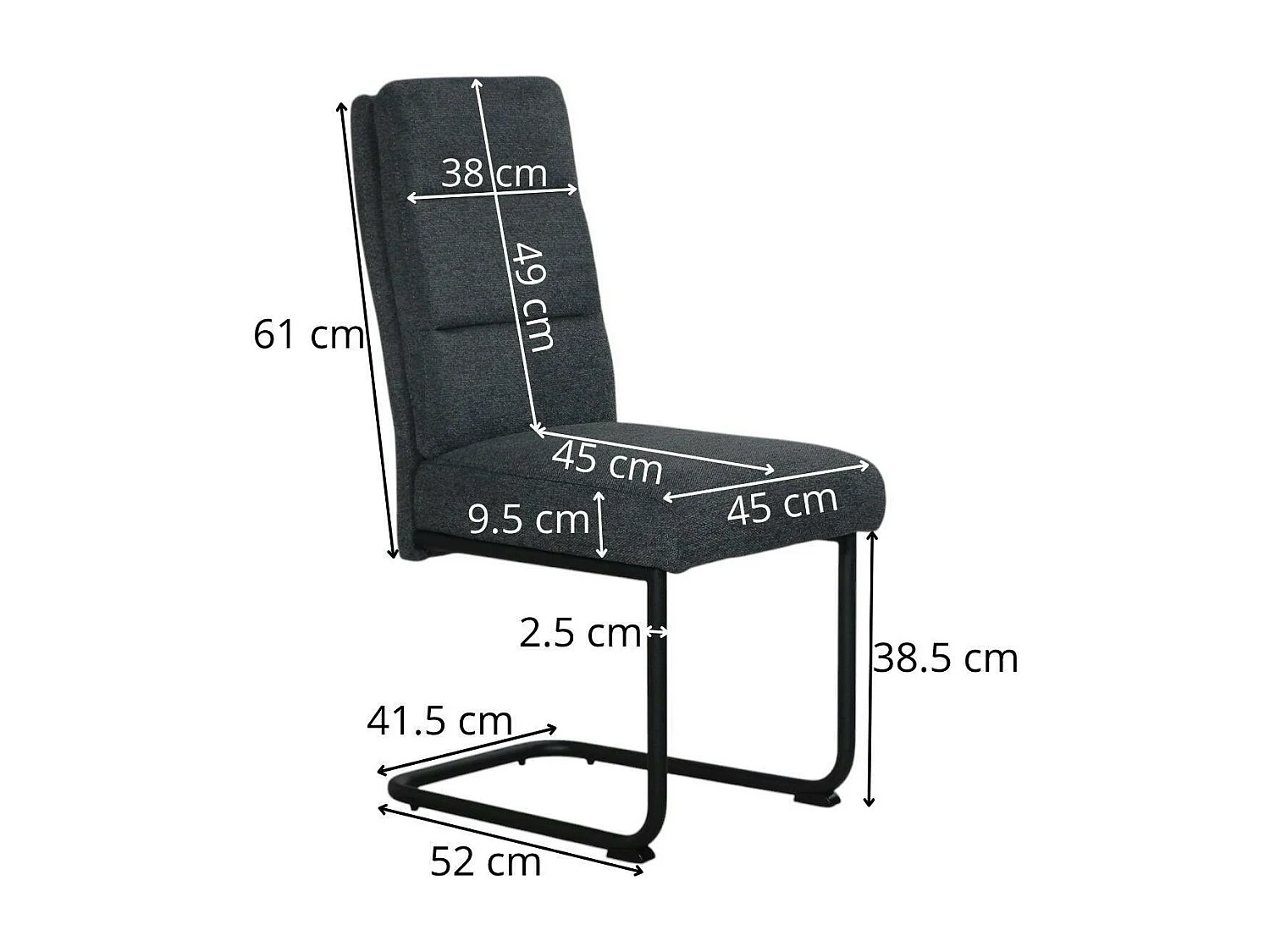 Chaise à dossier haut en tissu anthracite (lot de 2) LOMBARDIE