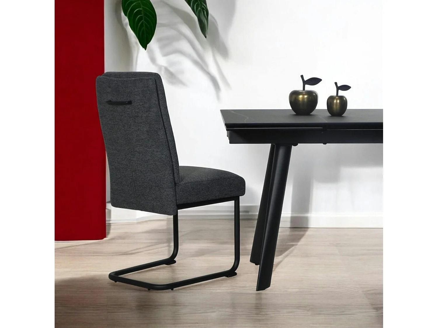 Chaise à dossier haut en tissu anthracite (lot de 2) LOMBARDIE