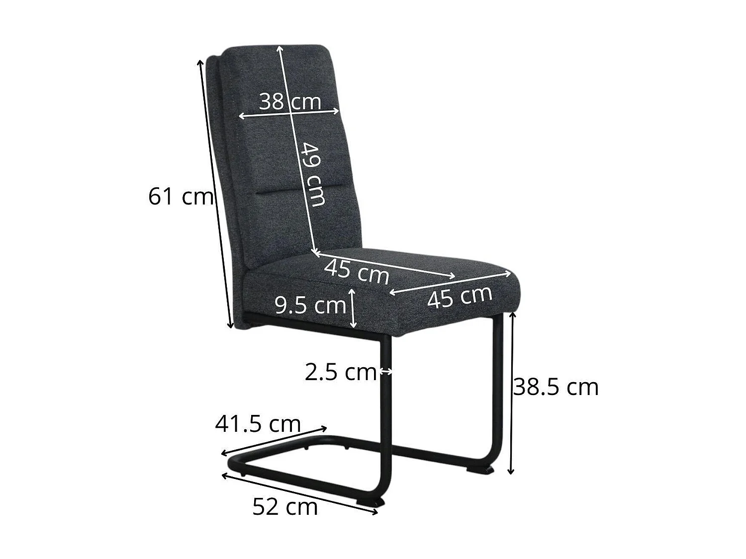 Chaise à dossier haut en tissu anthracite (lot de 2) LOMBARDIE