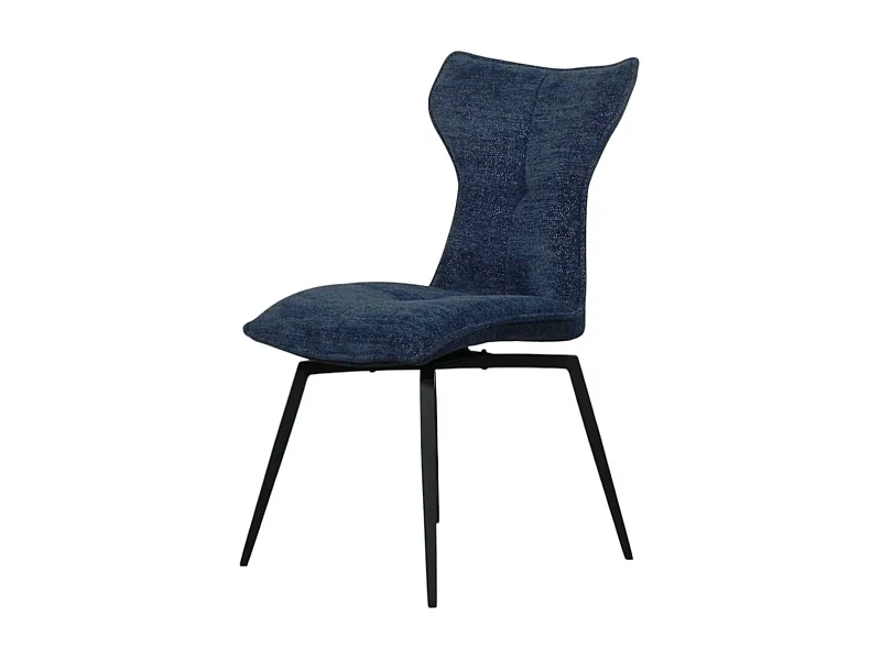 Chaise bleue pivotante en velours avec passepoil (lot de 2) LOMBARDIE