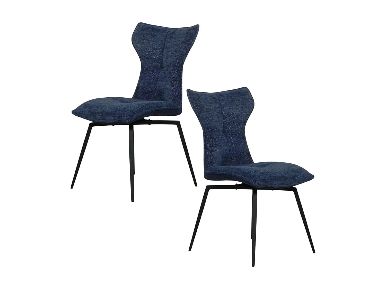 Chaise bleue pivotante en velours avec passepoil (lot de 2) LOMBARDIE