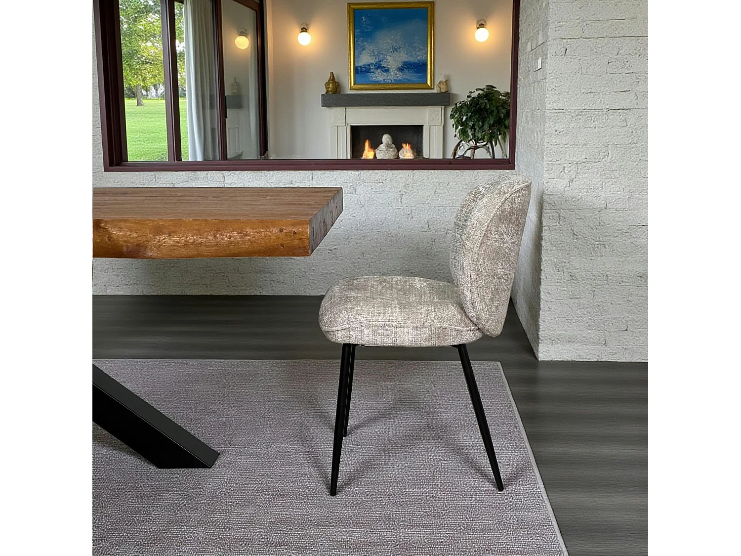 Chaise cosy en tissu beige (lot de 2) IENA