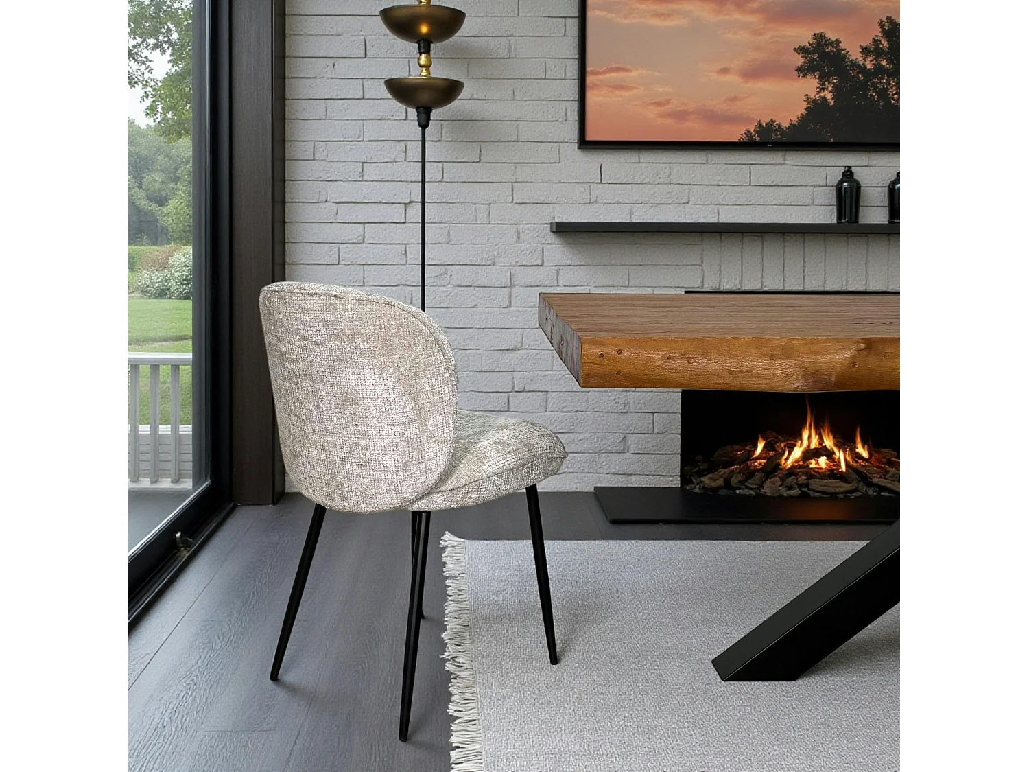 Chaise cosy en tissu beige (lot de 2) IENA