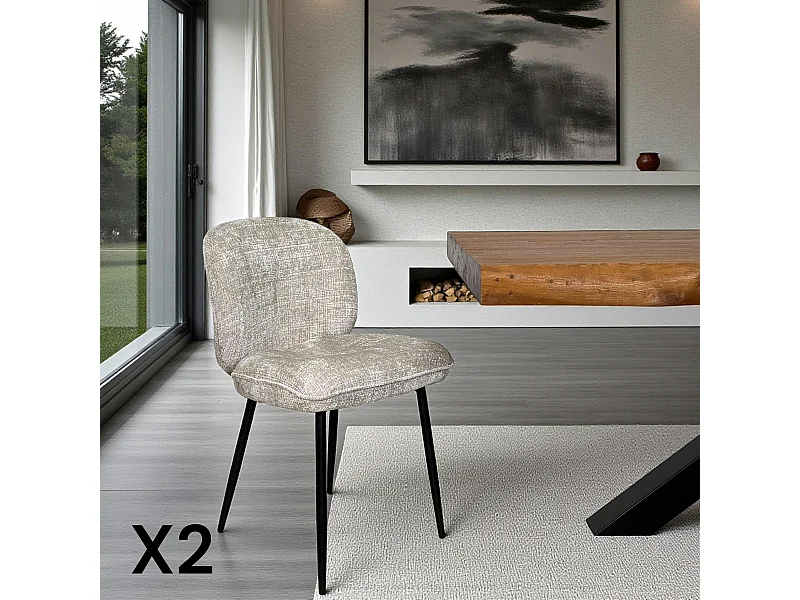 Chaise cosy en tissu beige (lot de 2) IENA