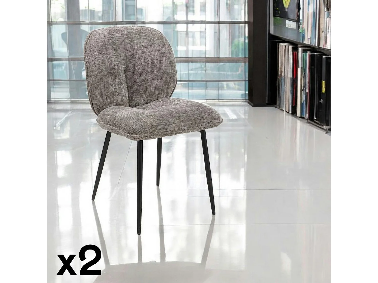 Chaise cosy en tissu gris (lot de 2) IENA