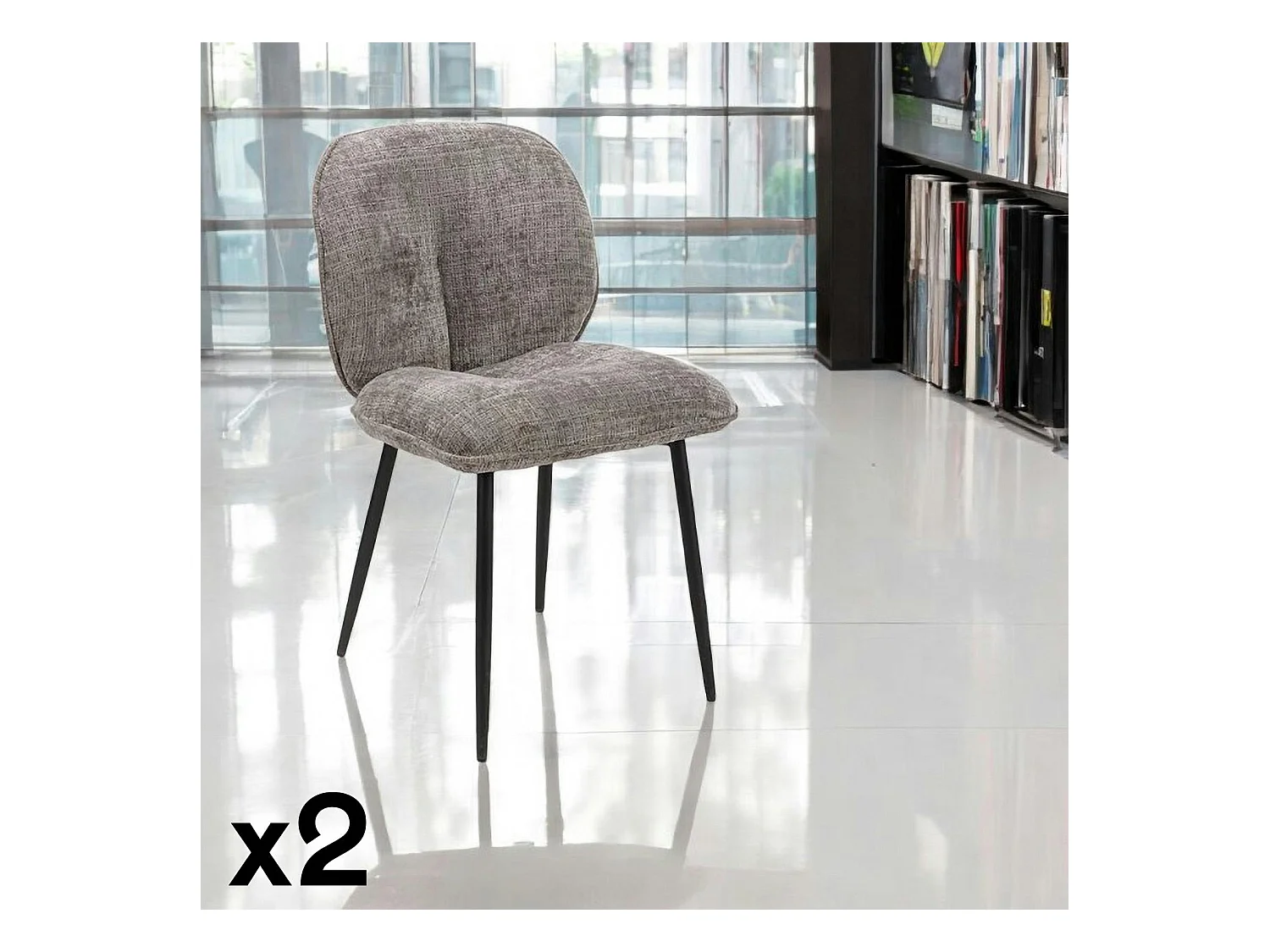 Chaise cosy en tissu gris (lot de 2) IENA