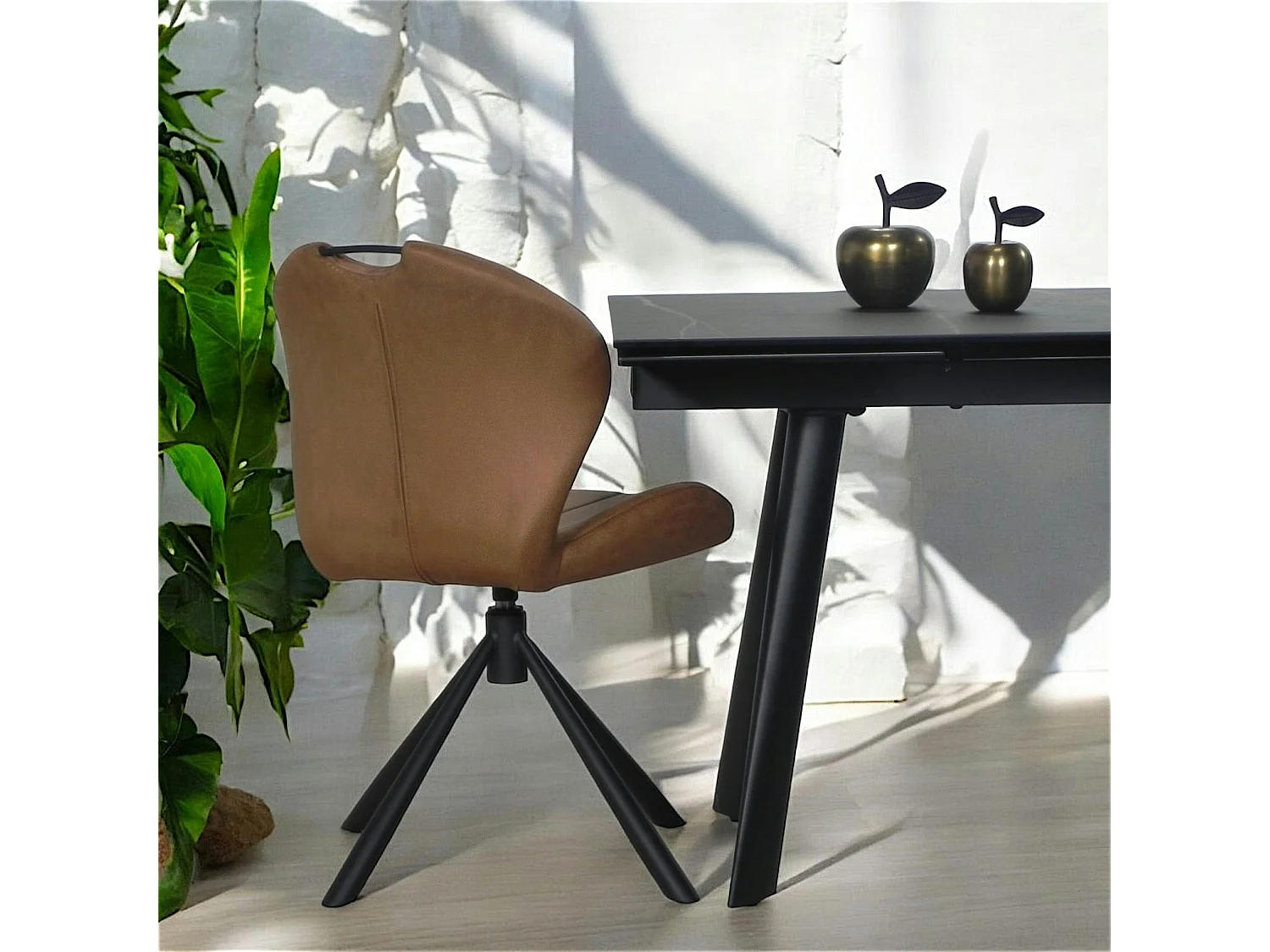 Chaise pivotante caramel avec dossier courbe, (lot de 2) LOMBARDIE