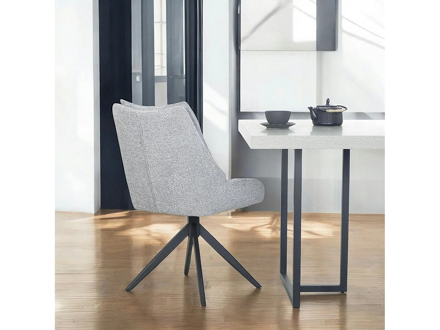 Chaise grise pivotante en velours texturé (lot de 2) IENA