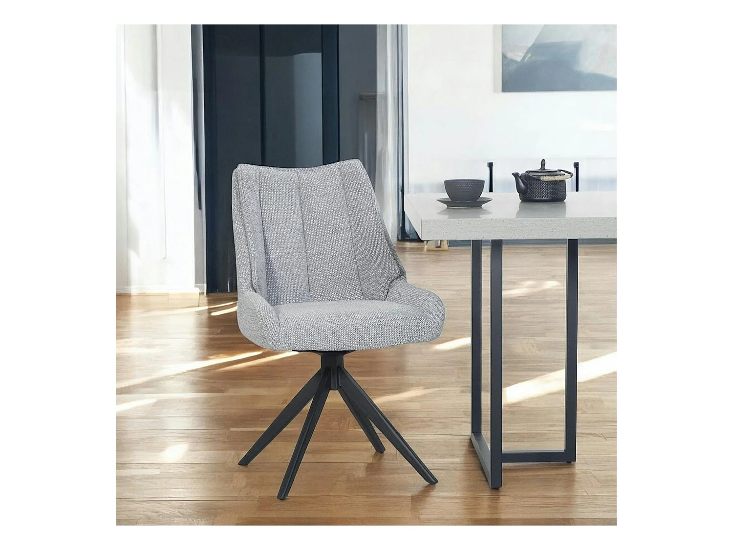 Chaise grise pivotante en velours texturé (lot de 2) IENA