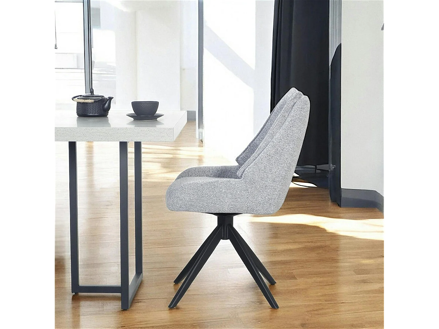 Chaise grise pivotante en velours texturé (lot de 2) IENA