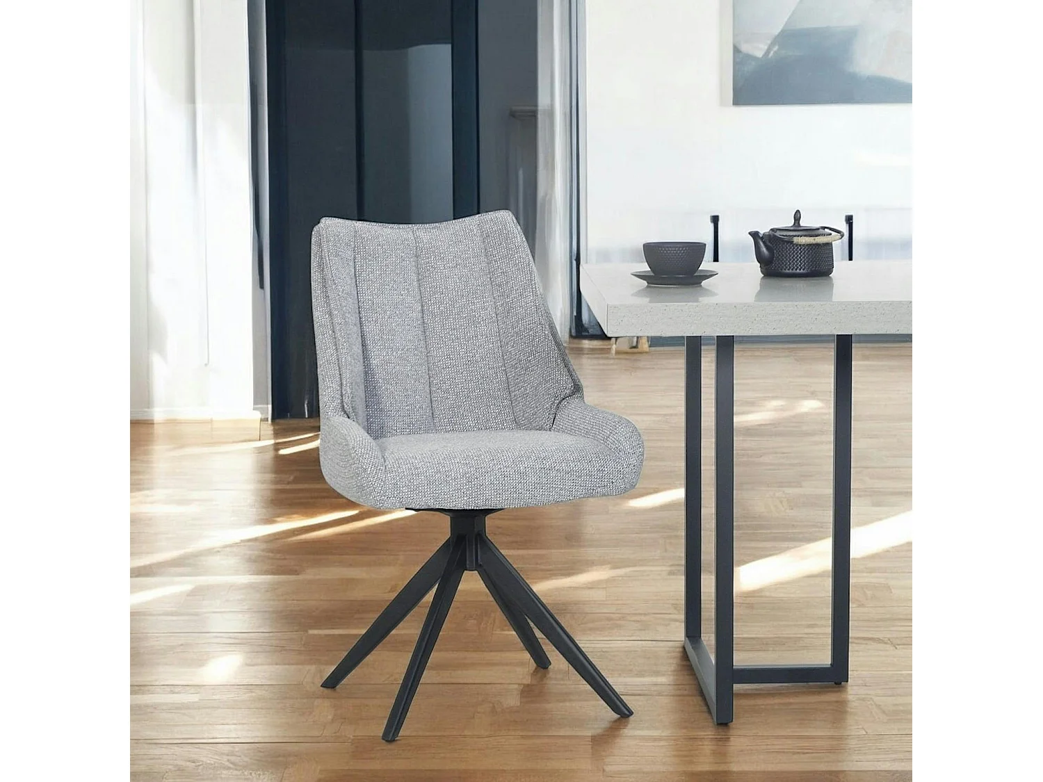 Chaise grise pivotante en velours texturé (lot de 2) IENA