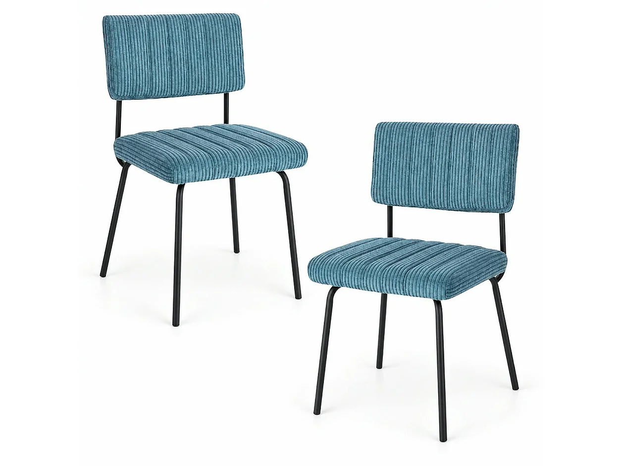 Chaise velours grosses côtes bleu pétrole (lot de 2) IENA