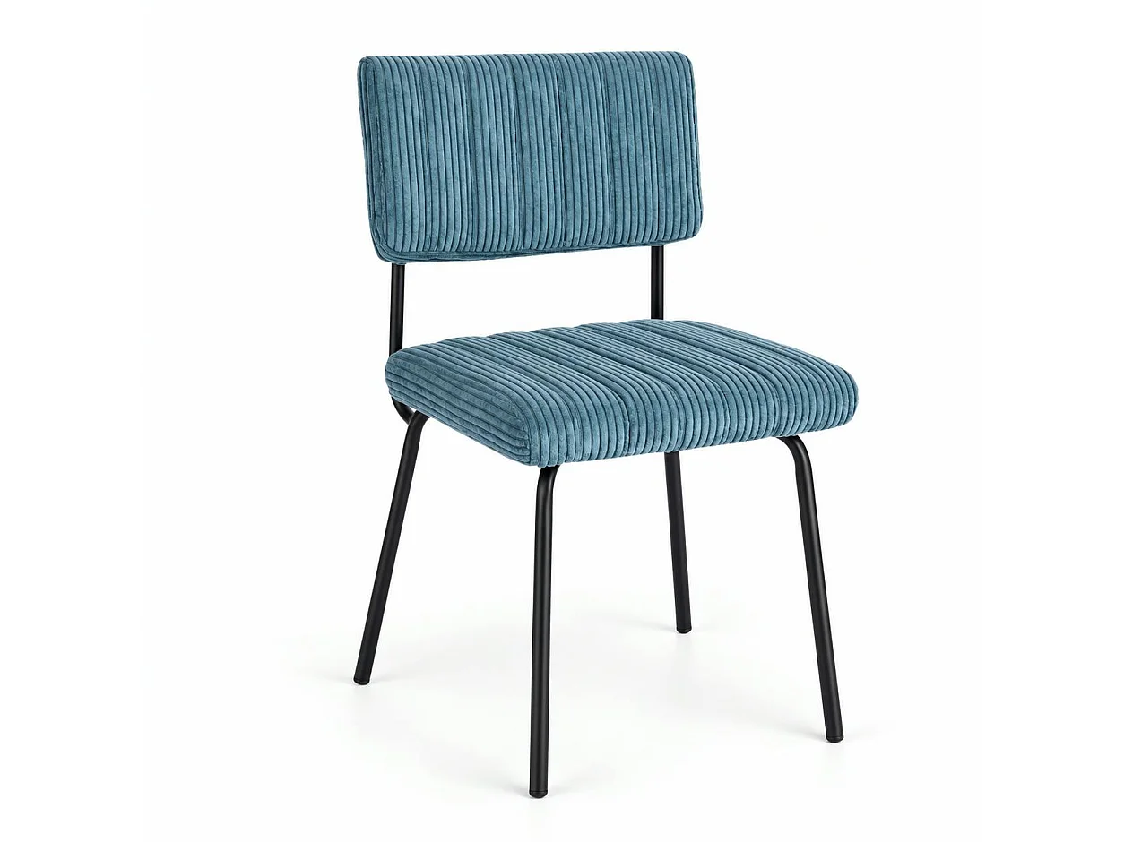 Chaise velours grosses côtes bleu pétrole (lot de 2) IENA