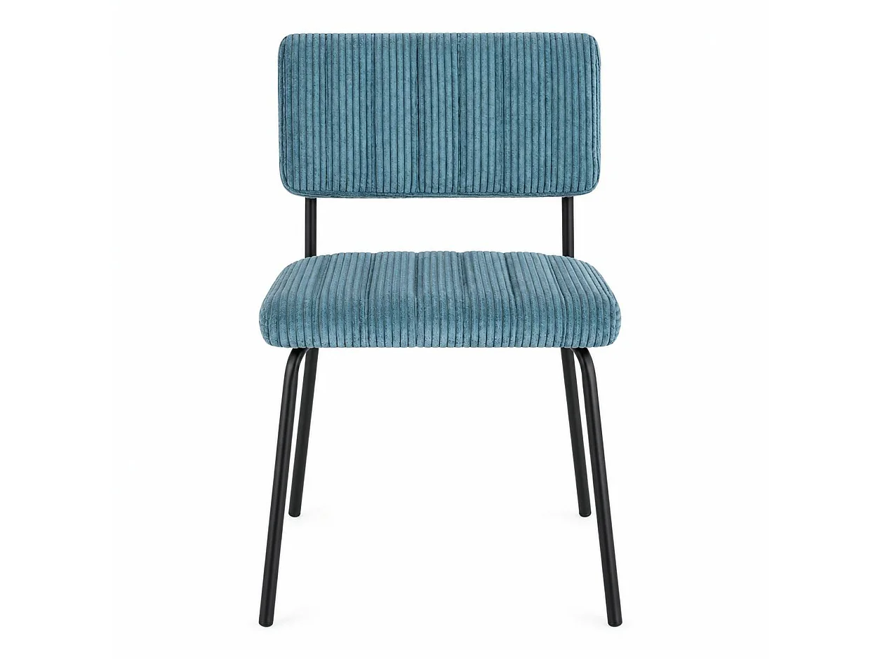 Chaise velours grosses côtes bleu pétrole (lot de 2) IENA