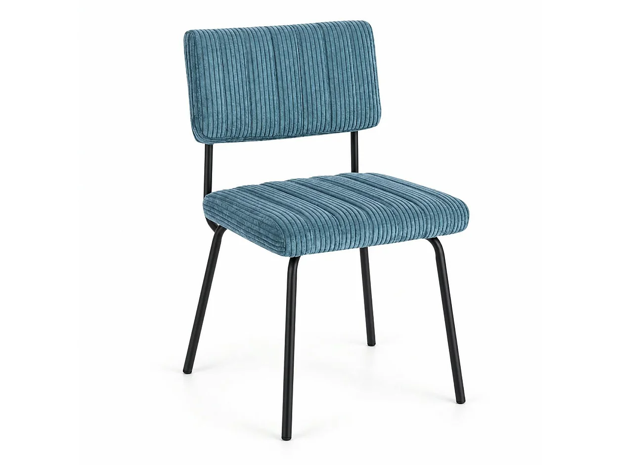 Chaise velours grosses côtes bleu pétrole (lot de 2) IENA