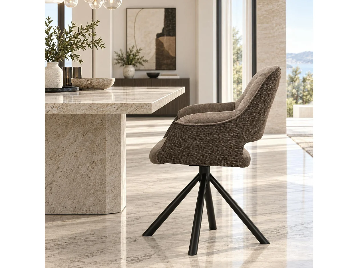 Fauteuil pivotant bi-matière, couleur taupe (lot de 2) IENA