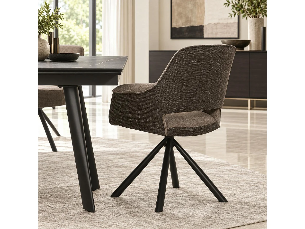 Fauteuil pivotant bi-matière, couleur taupe (lot de 2) IENA