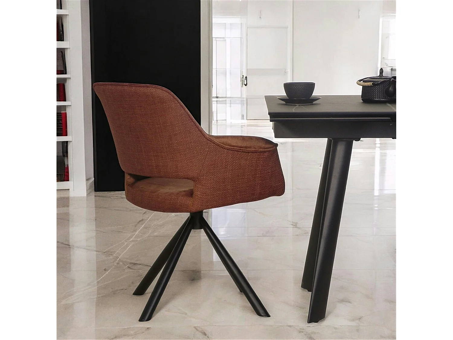 Fauteuil pivotant bi-matière, couleur cuivre (lot de 2) IENA