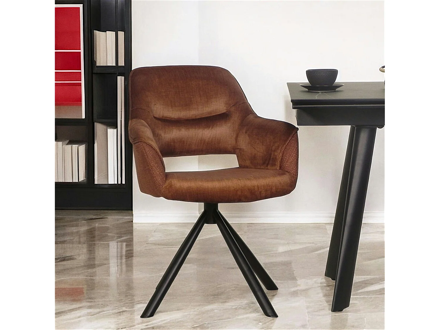 Fauteuil pivotant bi-matière, couleur cuivre (lot de 2) IENA