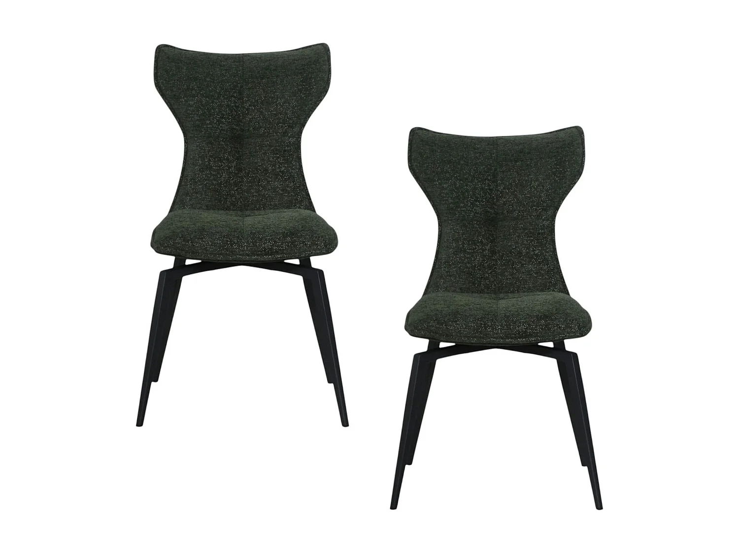 Chaise verte pivotante en velours avec passepoil (lot de 2) LOMBARDIE