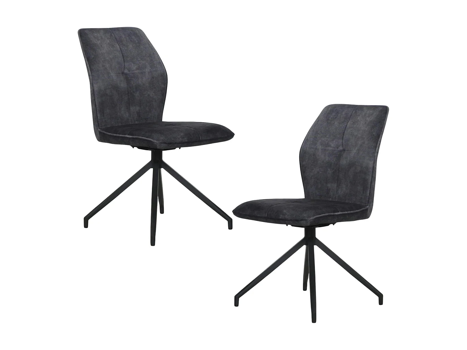 Chaise pivotante grise en velours patiné avec poignée (lot de 2) LOMBARDIE