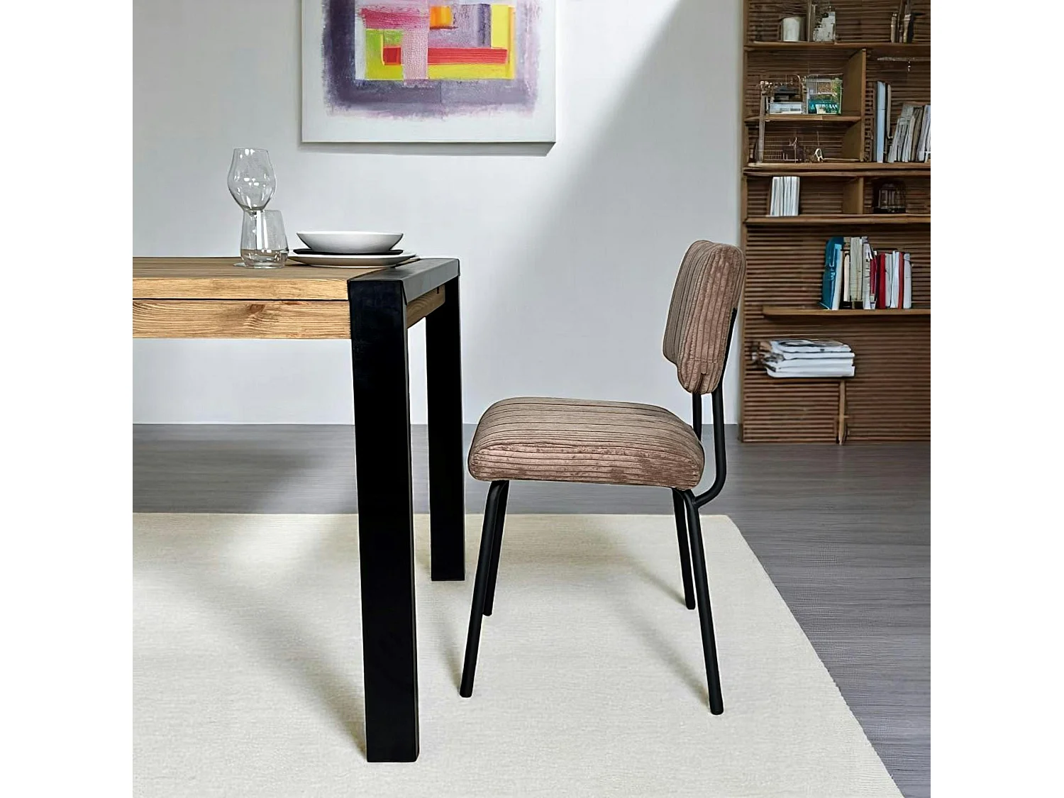 Chaise velours grosses côtes camel (lot de 2) IENA