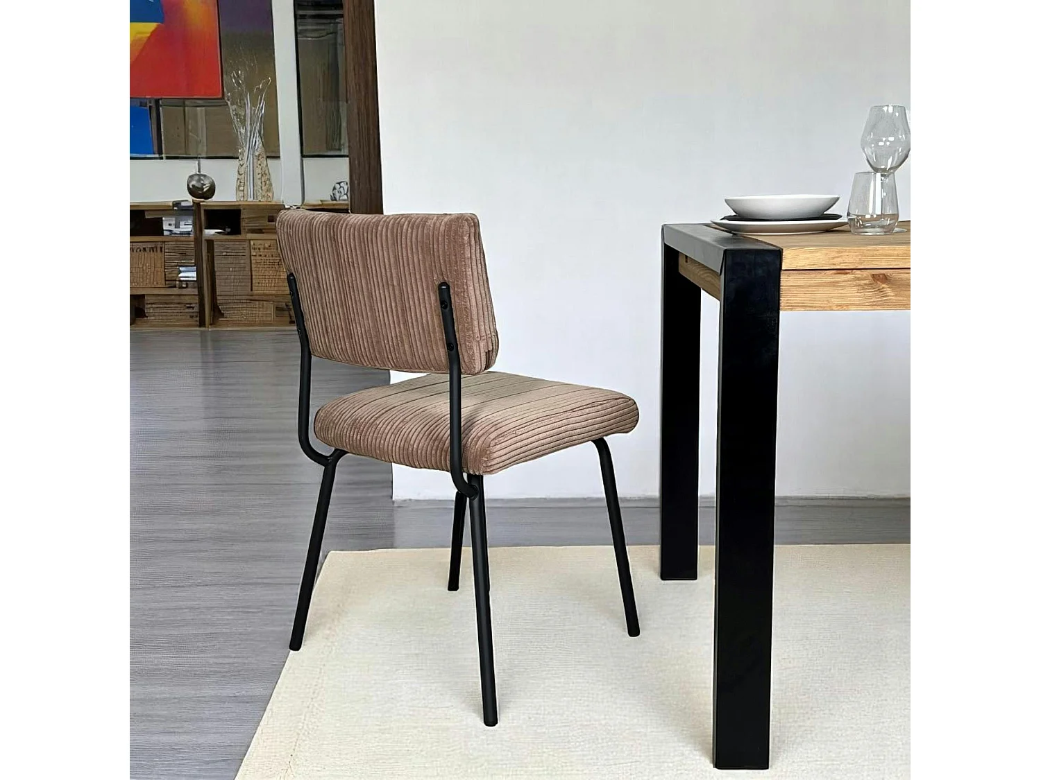 Chaise velours grosses côtes camel (lot de 2) IENA